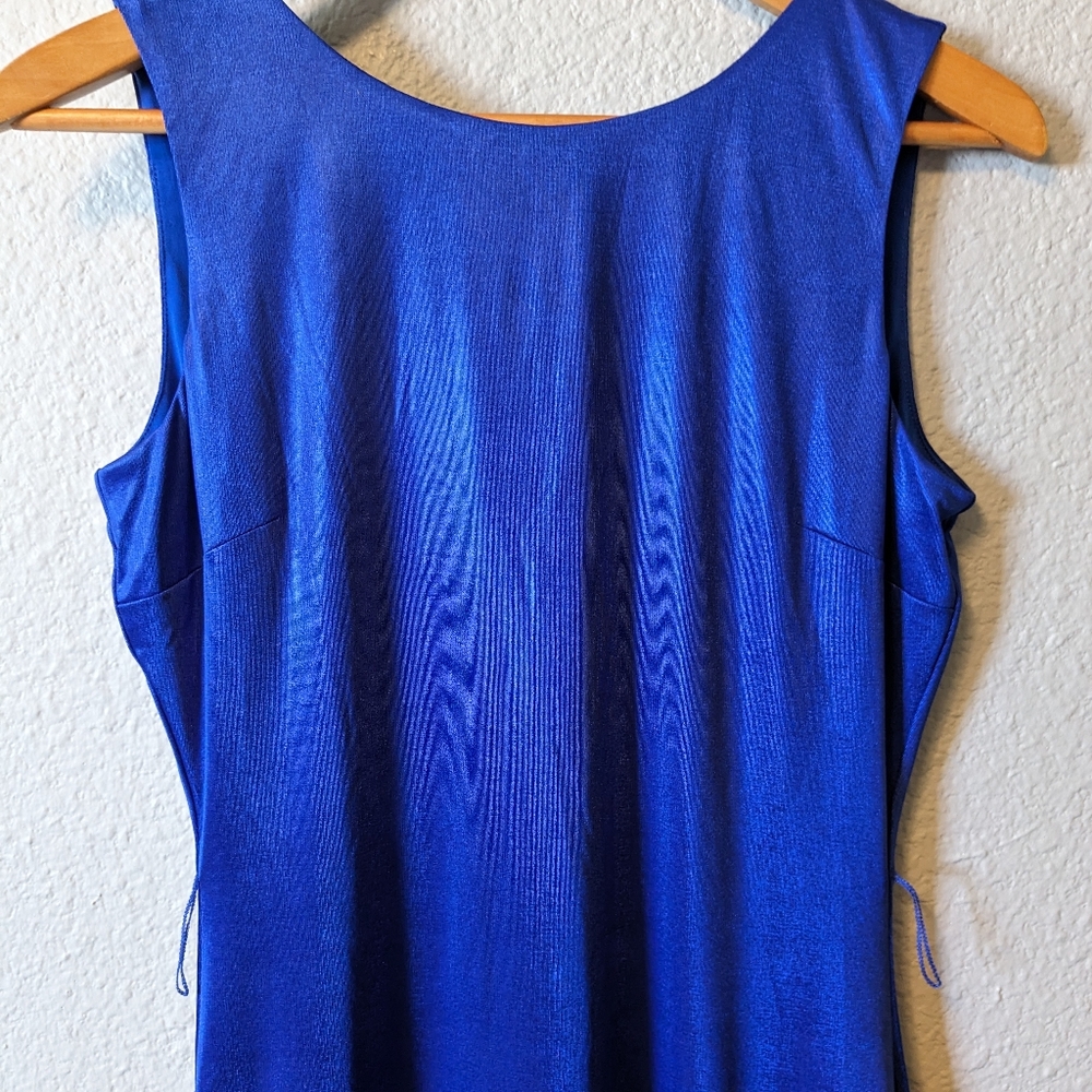 New Dress The Population Karlie Low Back Bodycon Midi Dress Royal Blue Sz.M - Picture 8 of 13